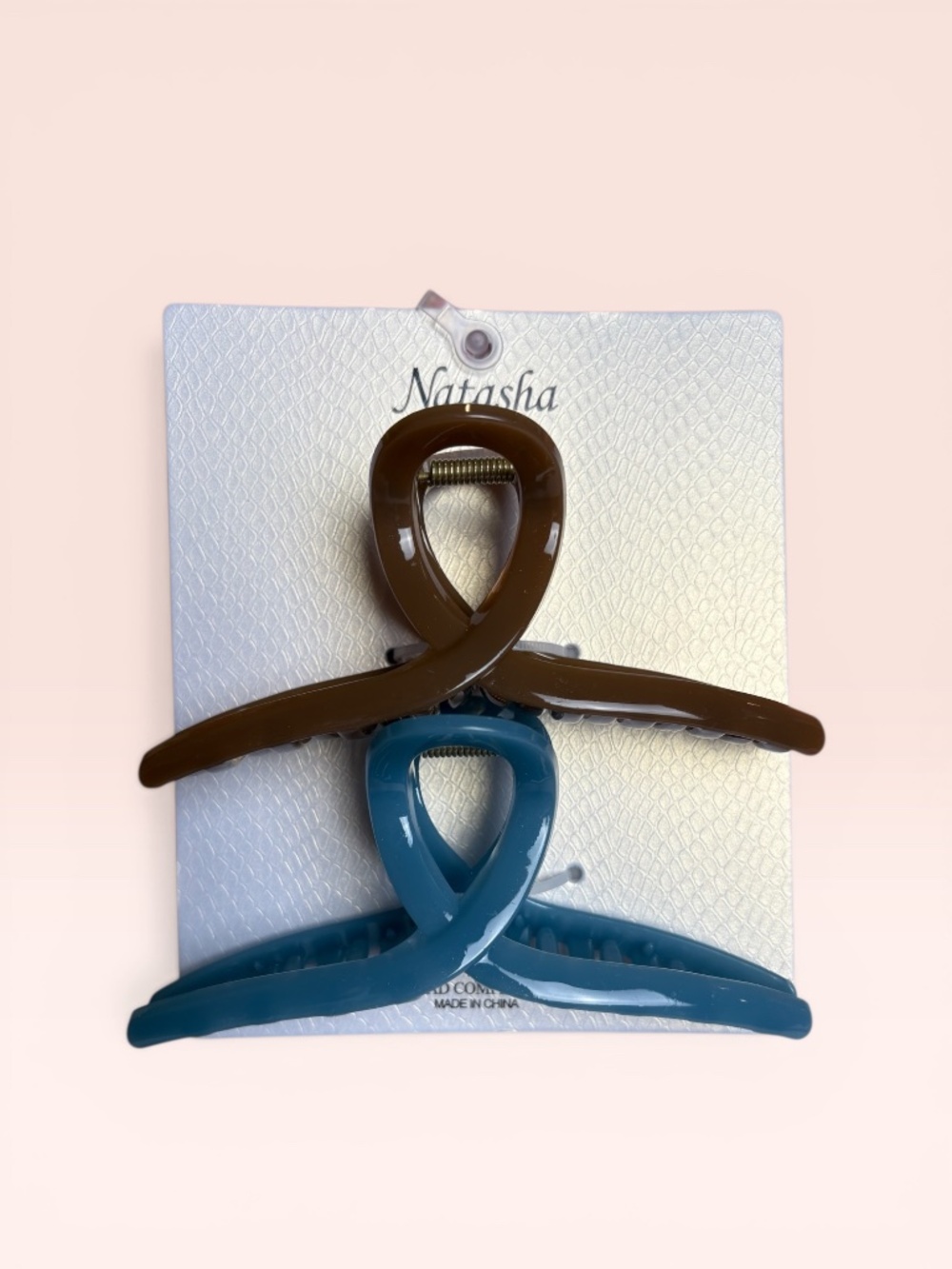 Natasha Large Hair Clips Set of Two Hair Clips One Teal Blue and One Brown